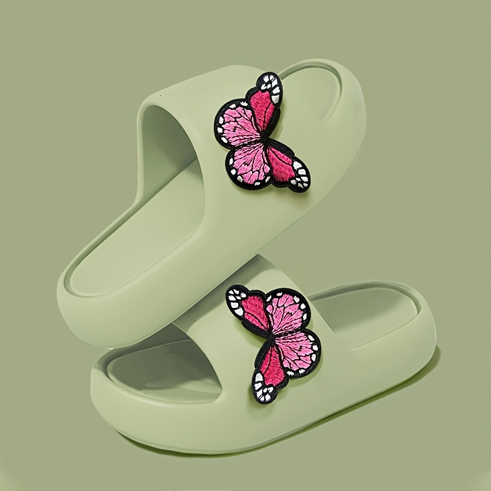 Women'S Stylish Pink Butterfly Slippers - Lightweight EVA, Non-Slip Sole, Perfect for Indoor, Bathroom, and Beach Use, Casual Slip-On Sandals|Playful Accessory|Eva Upper Sandals