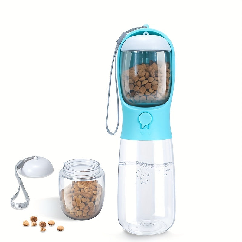 Portable Dog Water Bottle with Food Container - Large Capacity Outdoor Water Dispenser for Dogs, Puppies, and Cats - Perfect for Walking, Hiking, and Travel - Keep Your Pet Hydrated and Nourished on the Go