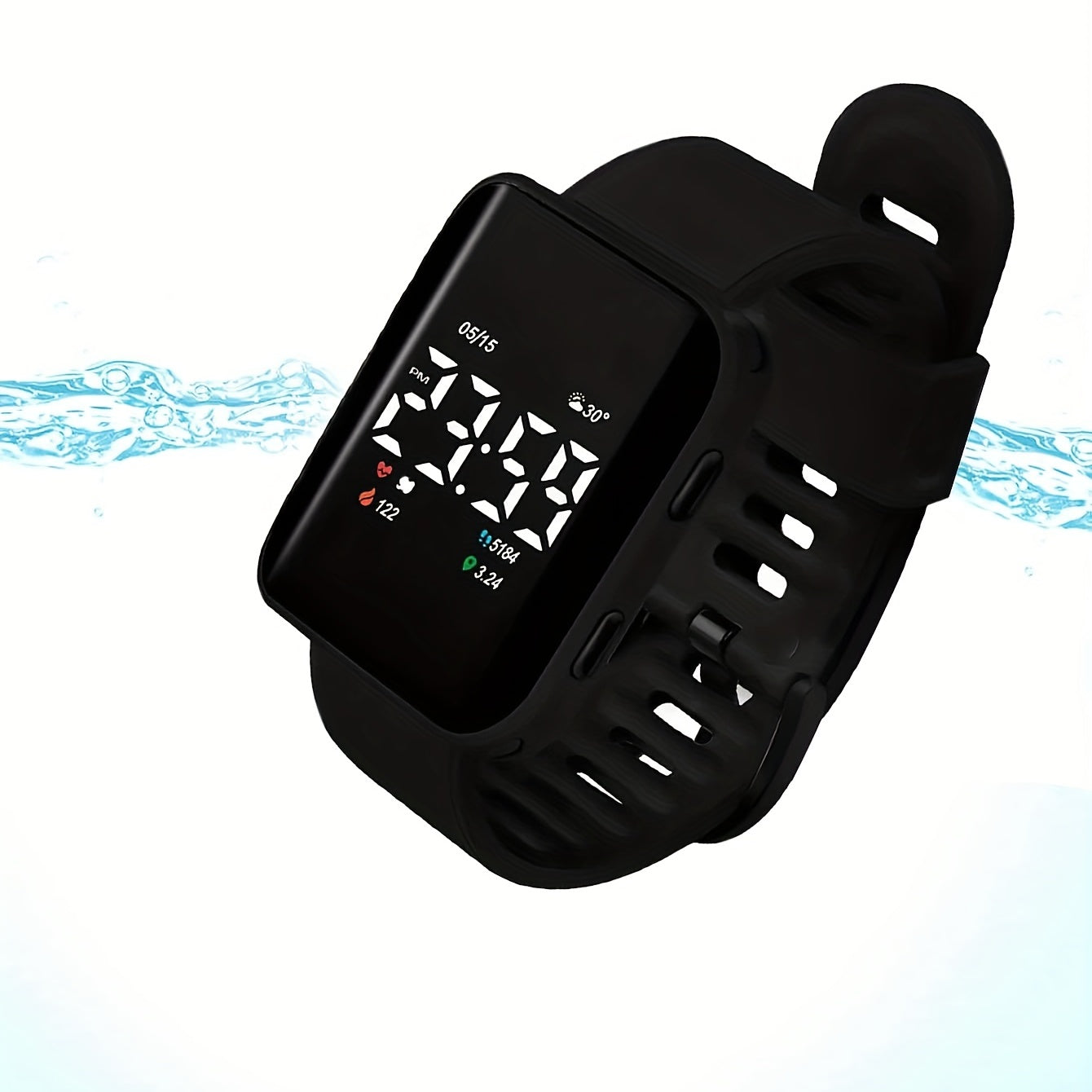 Stylish LED Square Curved Waterproof Watch