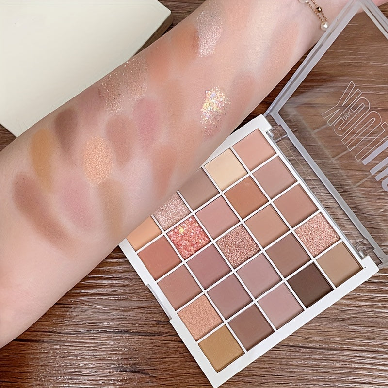 25 Colors Makeup Earth Color Beauty Eyeshadow Glitter Eyeshadow, Easy To Apply Long Lasting Makeup Waterproof Sweat Proof Eyeshadow Make Up Gift Set For Music Festival