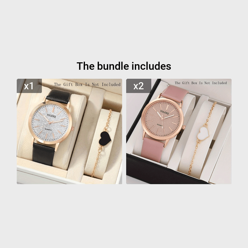 2pcs/Set Quartz Watch Fancy Women Watches Jewelry Sophisticated And Stylish Women Watch