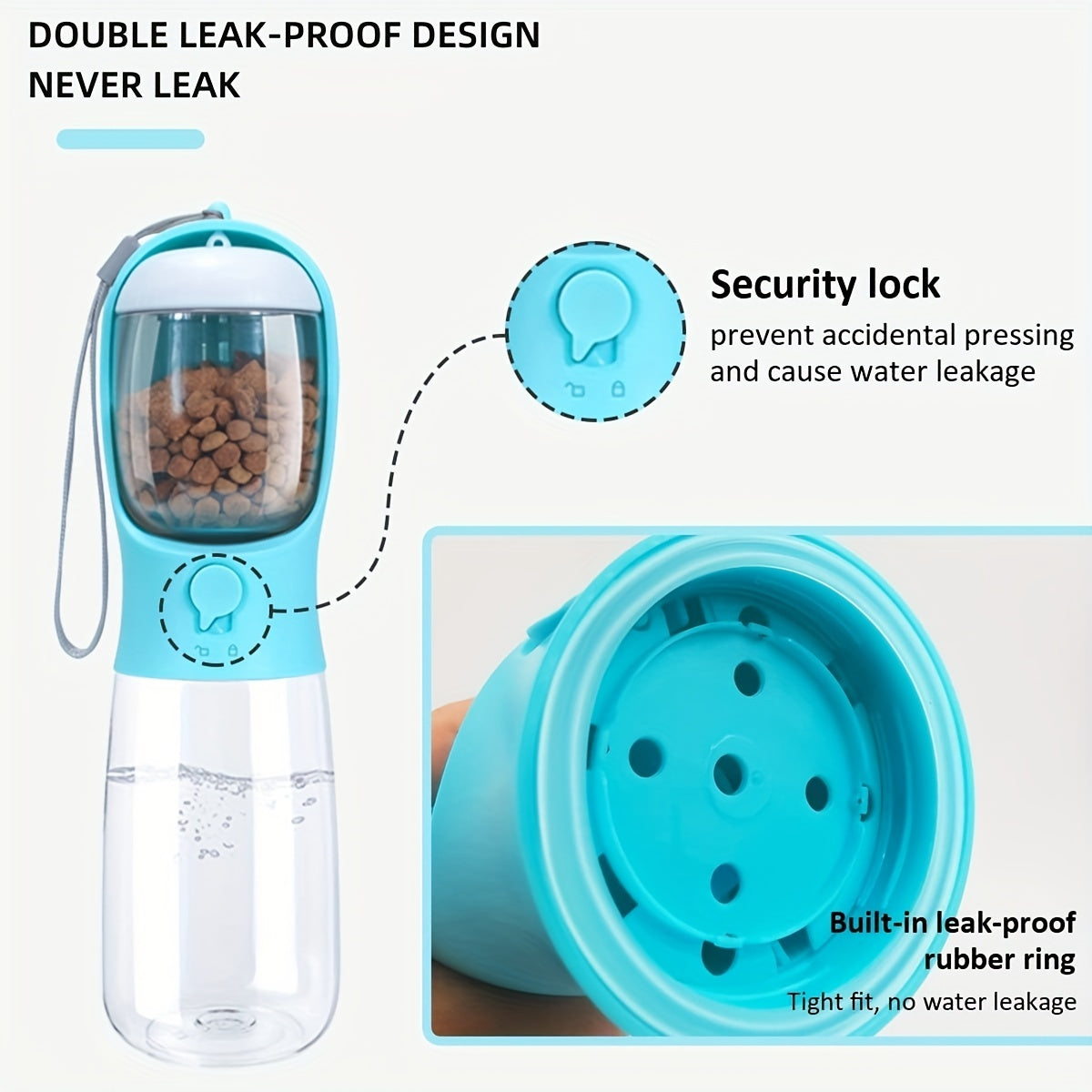 Portable Dog Water Bottle with Food Container - Large Capacity Outdoor Water Dispenser for Dogs, Puppies, and Cats - Perfect for Walking, Hiking, and Travel - Keep Your Pet Hydrated and Nourished on the Go