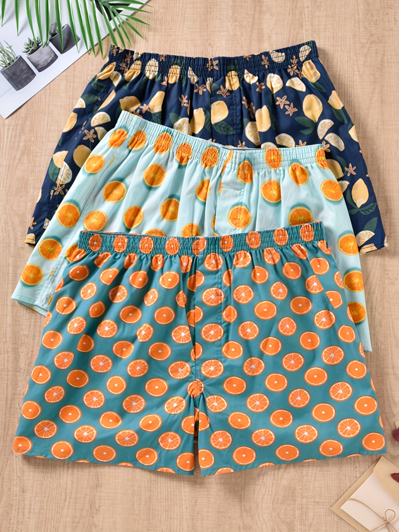 3pcs Men's Vibrant Multicolor Arrow Print Loose-Fit Boxer Shorts - Breathable 100% Cotton Fabric, Ultra-Comfortable, Soft, and Durable Underwear Briefs for Everyday Wear