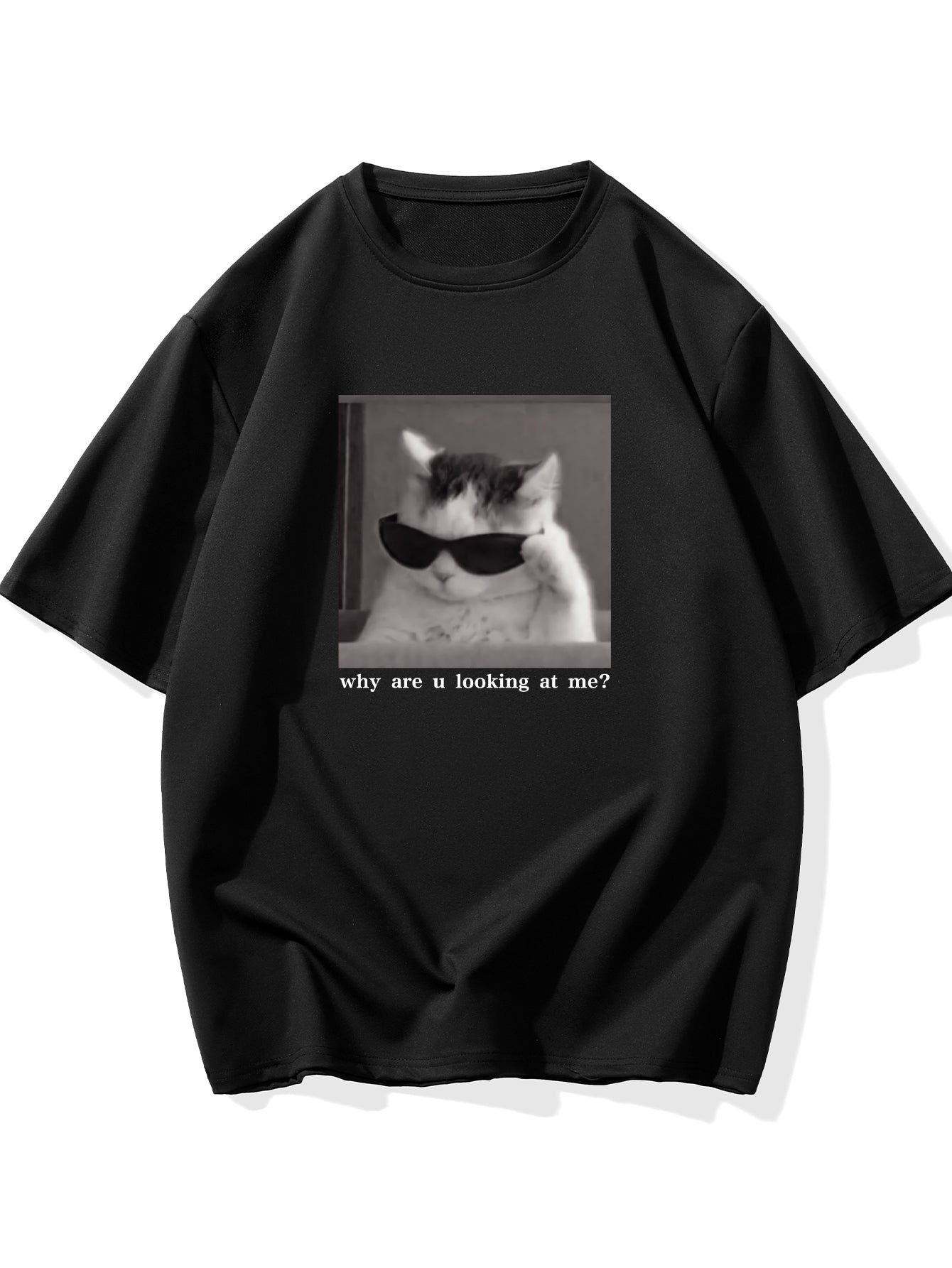 Cool Cat Graphic T-shirt, Men's Casual Multicolor Loose Short Sleeve Shirt