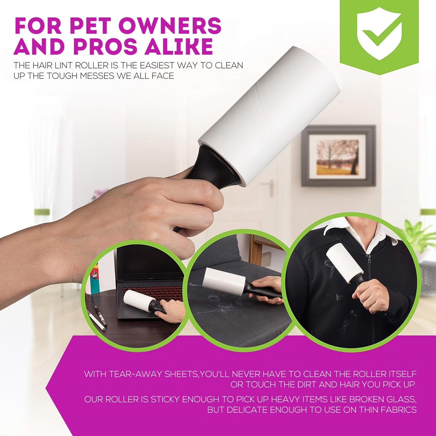 Value Pack of 200/400/800 Sheets of Pet Hair Removal Rollers, Featuring Refillab