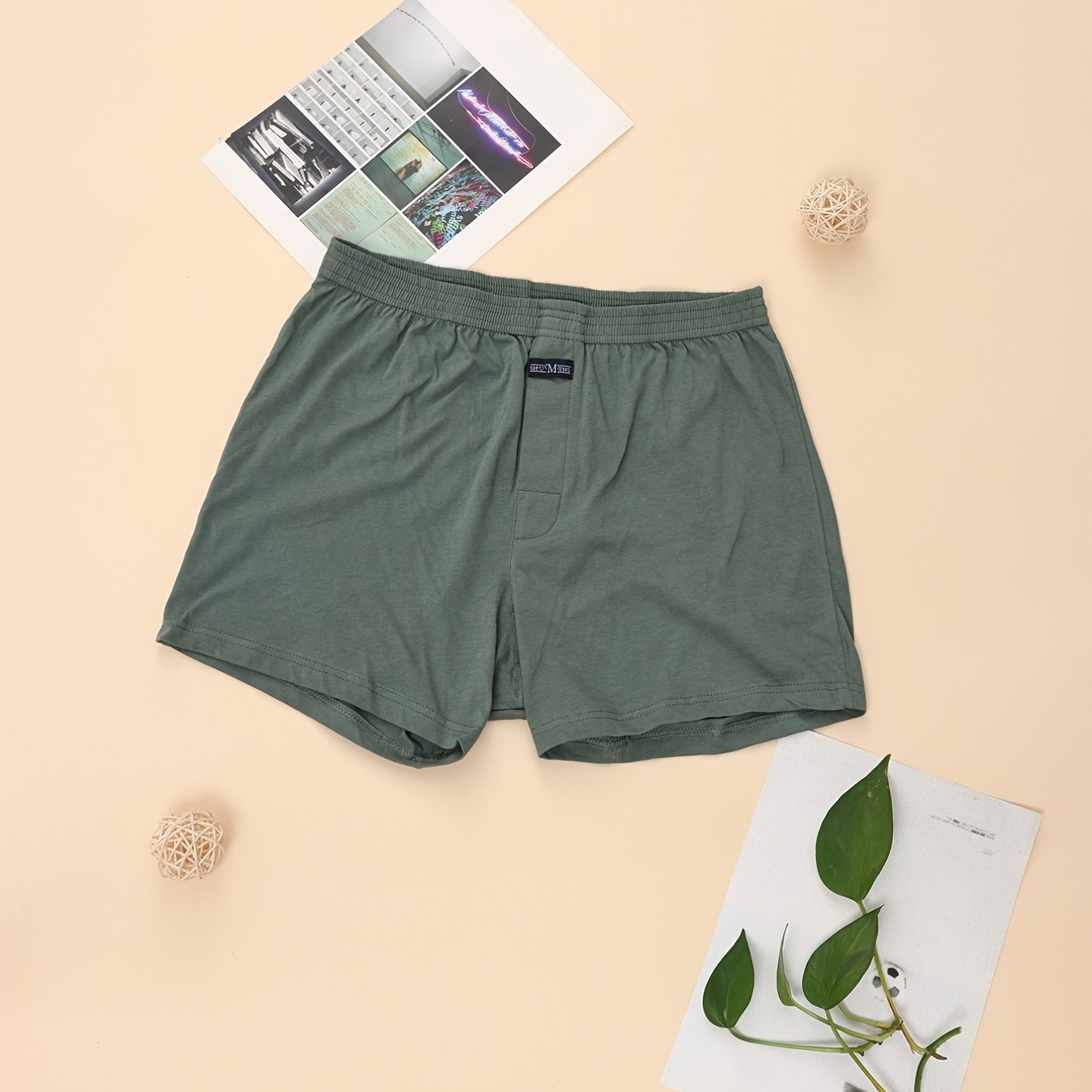 Men's Cotton Home Loose High Waist Deep Crotch Underwear Pajama Pants