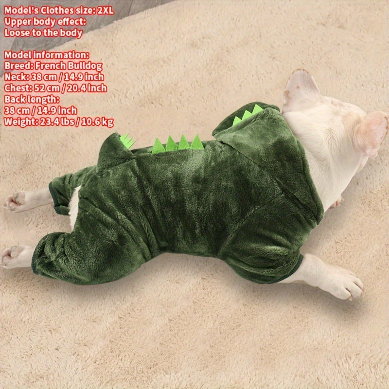 Cute & Comfy Dino Costume for Small Pets - Easy-Pullover, Knit Dinosaur Outfit for Dogs & Cats