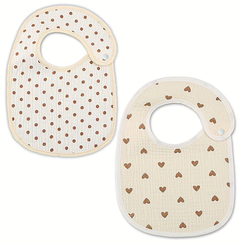 2pcs/Pack Adorable U-Shaped Soft Cotton Bibs - Gentle on Skin, Water-Friendly, Snap Closure, Perfect for Messy Eaters, Drooling, and Feeding Time - Unisex Design for Boys and Girls