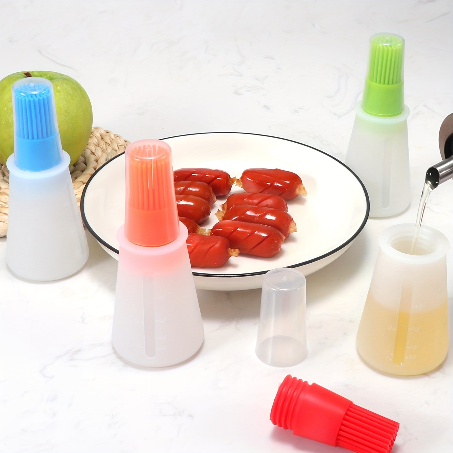 1pc Multi-Use Silicone Oil Brush and Dispenser - Easy-to-Clean, Leakproof, for Grilling, Baking & BBQ