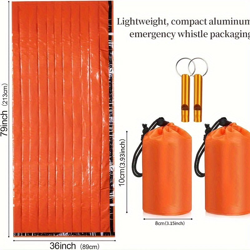 2-Pack Ultra-Lightweight Emergency Sleeping Bags - Insulated Waterproof Bivy Sacks for Camping, Hiking - Durable Portable Survival Blanket Ideal for Outdoor Adventures