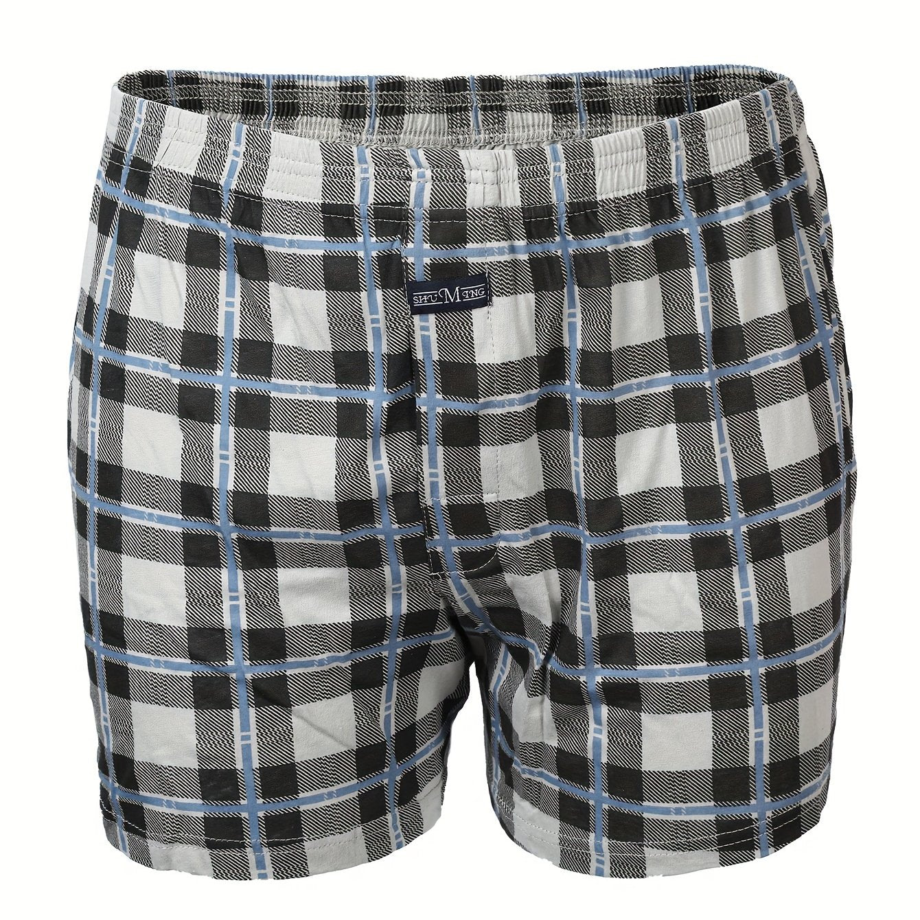 Premium Cotton Men's Plaid Boxers - High-Waist, Button Detail, Comfort Stretch, Easy Care, Casual & Stylish