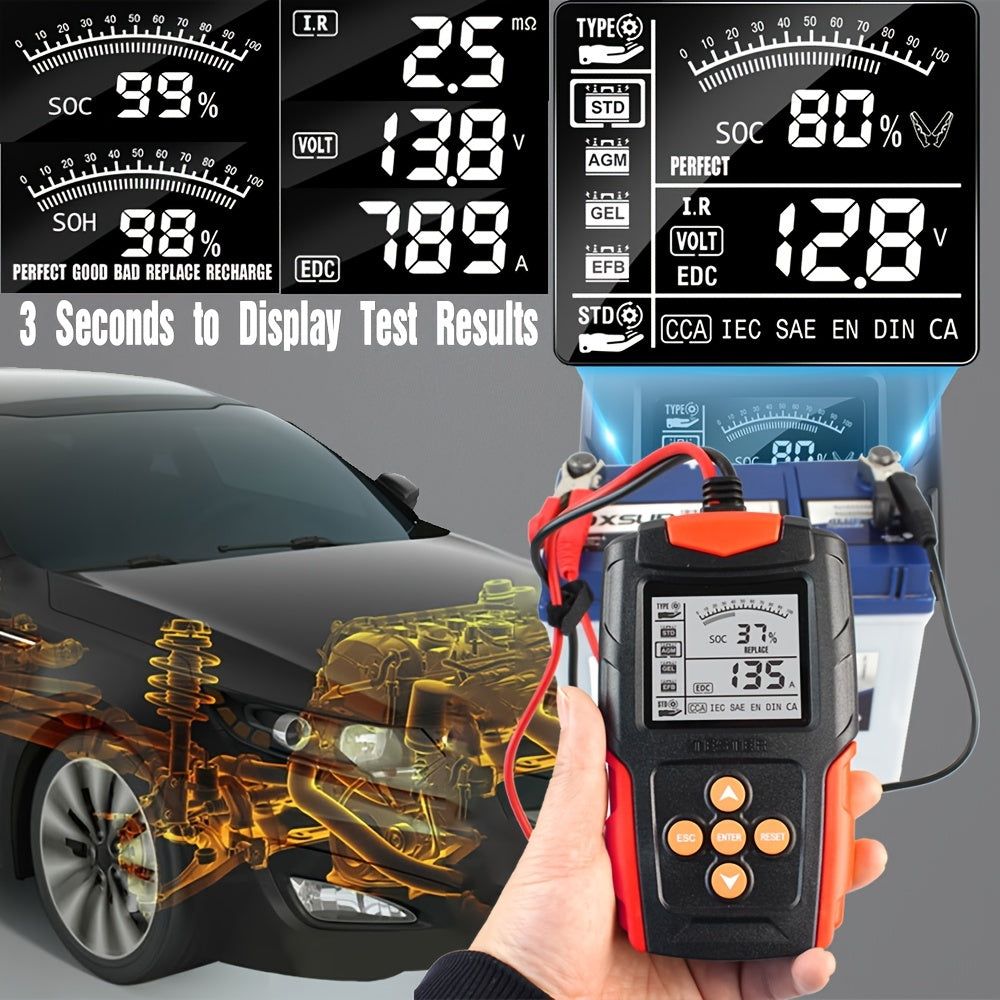 12v & 24v Battery Tester, Battery Analyzer Test Tool Digital Tester For Wet/GEL/SLA/Flooded/EFB/Lead-Acid/AGM