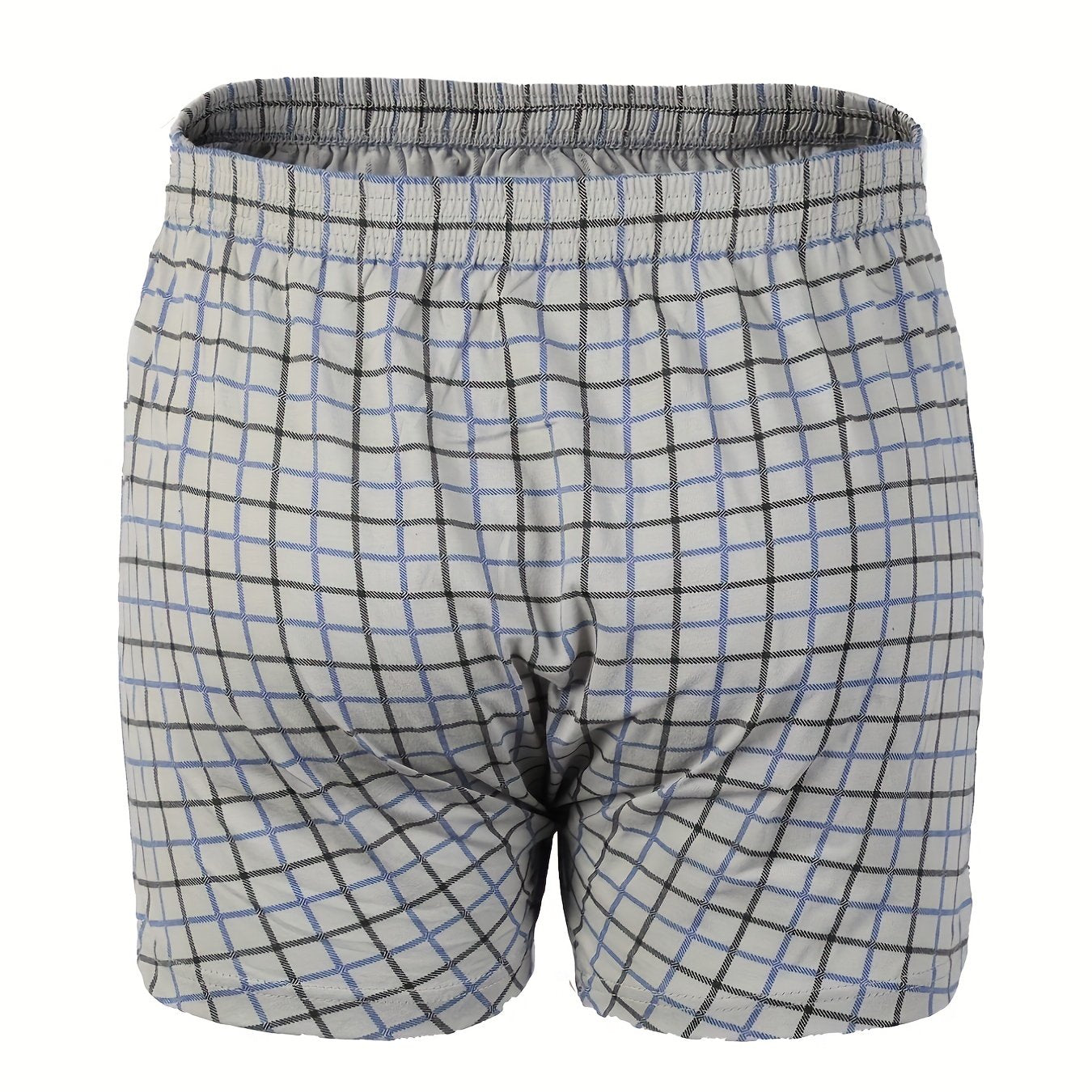 Premium Cotton Men's Plaid Boxers - High-Waist, Button Detail, Comfort Stretch, Easy Care, Casual & Stylish