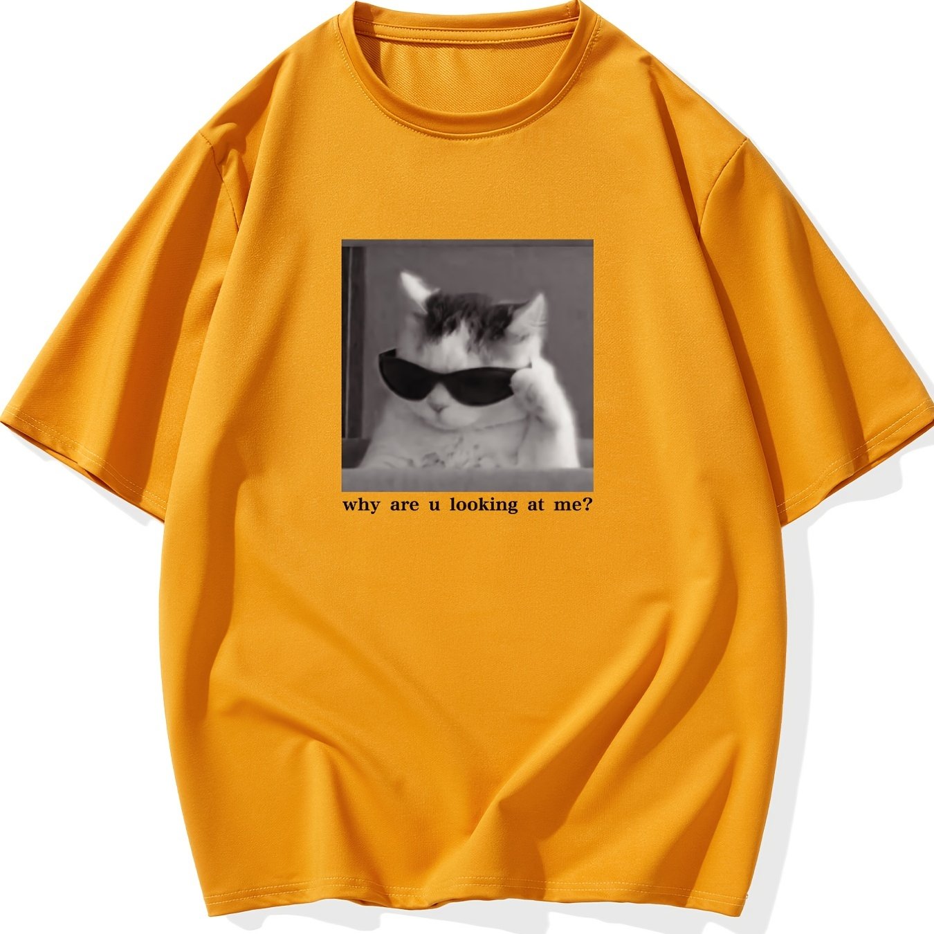 Cool Cat Graphic T-shirt, Men's Casual Multicolor Loose Short Sleeve Shirt