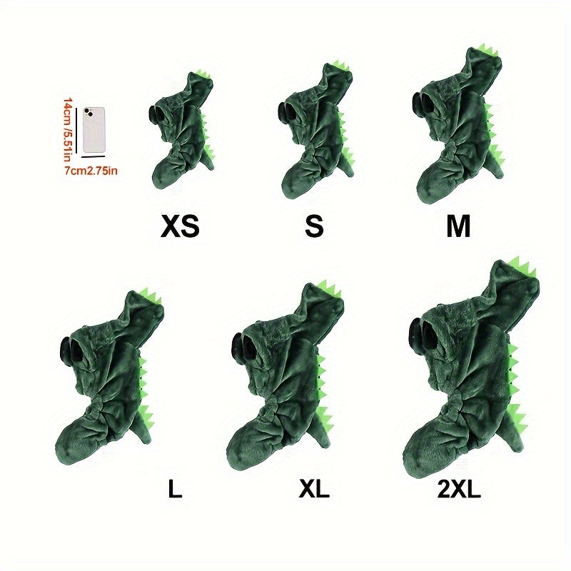 Cute & Comfy Dino Costume for Small Pets - Easy-Pullover, Knit Dinosaur Outfit for Dogs & Cats