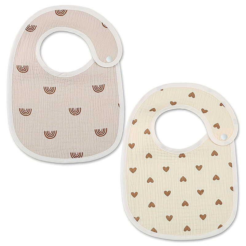 2pcs/Pack Adorable U-Shaped Soft Cotton Bibs - Gentle on Skin, Water-Friendly, Snap Closure, Perfect for Messy Eaters, Drooling, and Feeding Time - Unisex Design for Boys and Girls