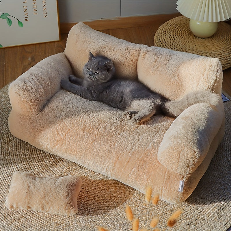 Grey Washable Non-Slip Cozy Winter Pet Bed Cats & Dogs - Soft Fiber Fill Polyest