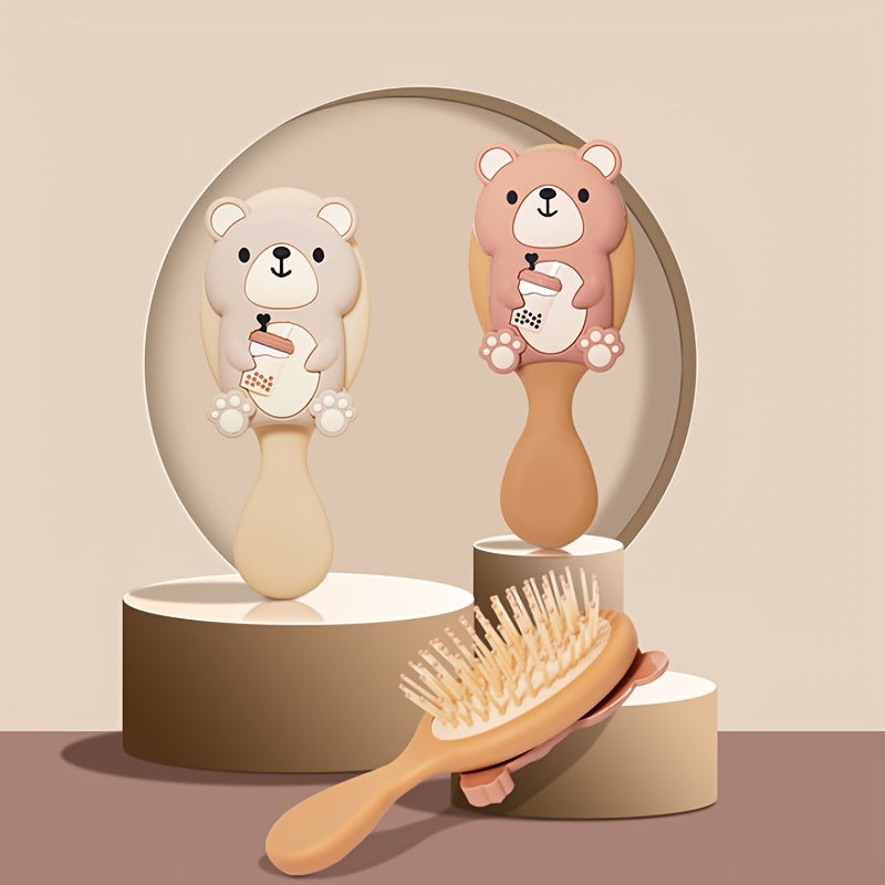 1pc Cute Cartoon Bear Hairdressing Comb - Massage And Air Cushion For All Types Of Hair - Suitable For Wet And Dry Hair
