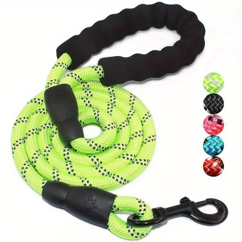 Reflective Dog Leash With Comfortable Padded Handle - Double Heavy Duty Traction Rope For Strong Dogs - Enhance Safety And Control On Walks