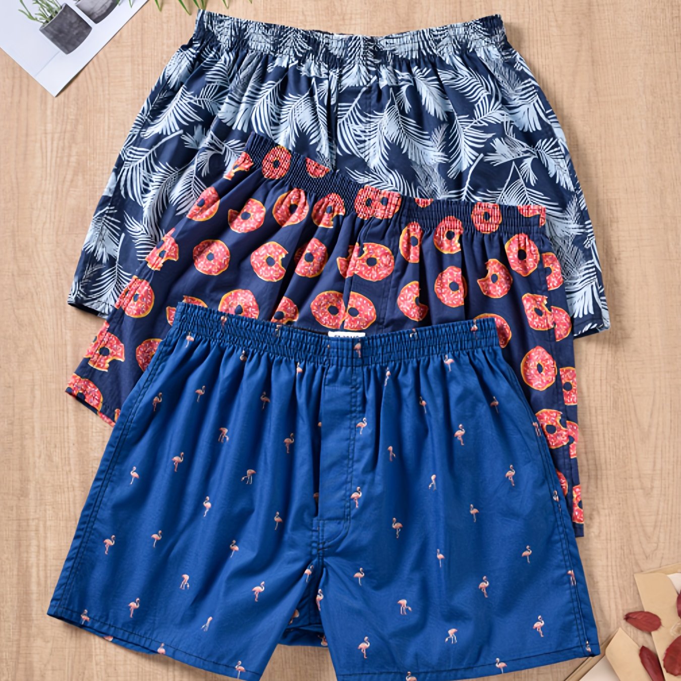 3pcs Men's Vibrant Multicolor Arrow Print Loose-Fit Boxer Shorts - Breathable 100% Cotton Fabric, Ultra-Comfortable, Soft, and Durable Underwear Briefs for Everyday Wear