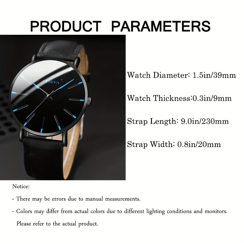 Elegant Men's Quartz Watch with Matching Bracelet and Necklace