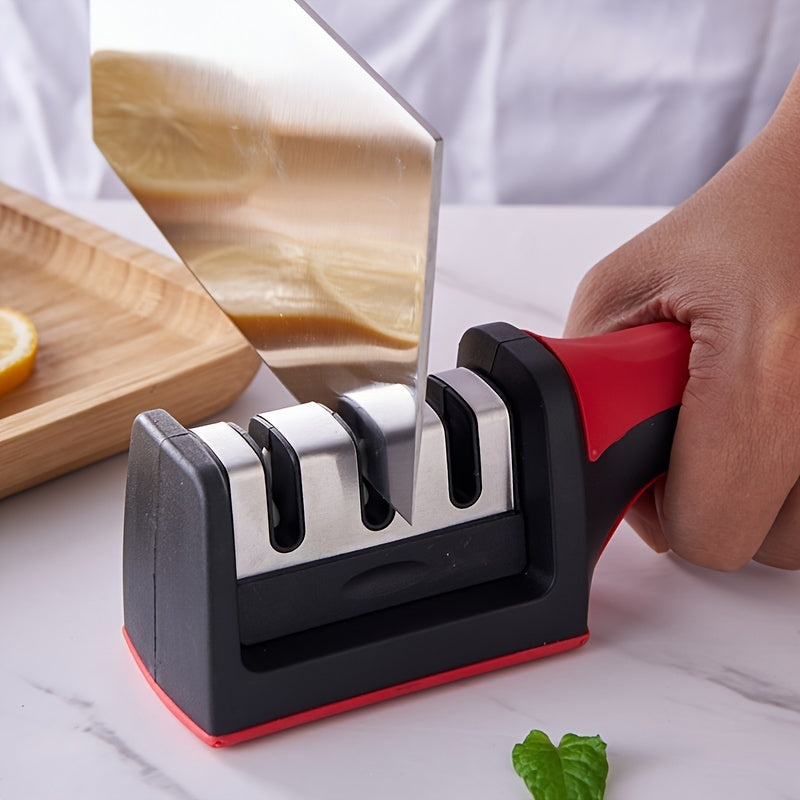 Sharp and Easy: 1pc Multifunctional Four-Stage Kitchen Knife Sharpener - Stainless Steel Kitchen Gadget