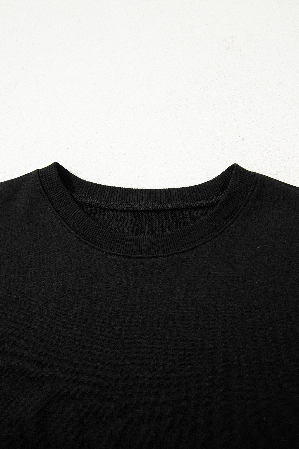 Black Varsity Striped Sleeve Drop Shoulder Sweatshirt and Short Set