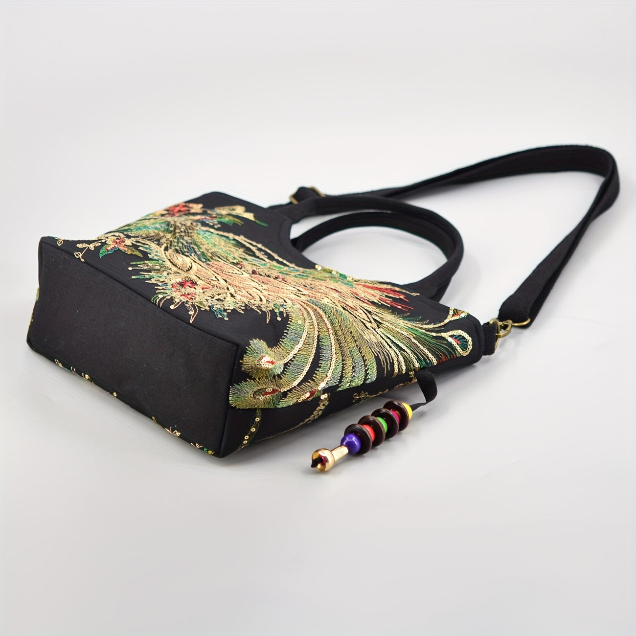 Women's Embroidered Satchel Bag, Fashion Double Handle Purse, Retro Style Handbag With Removable Strap