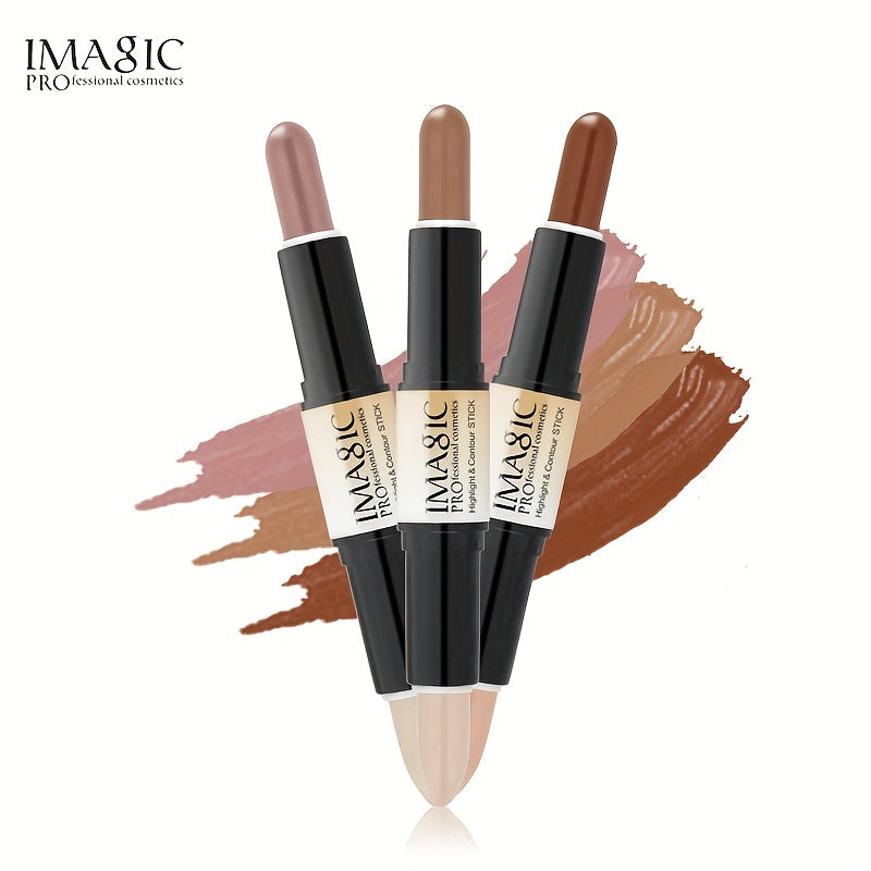 IMAN OF MAGIC Dual-Ended Concealer & Contour Stick - Waterproof, Natural Finish for All Skin Tones | Highlights & Conceals Blemishes, Dark Circles, Shadows Nose & Cheeks | Versatile Makeup Stick with Pink & Brown Shades
