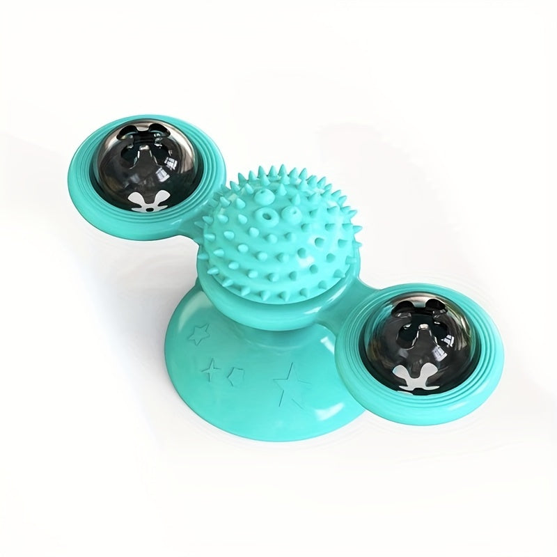 1pc Interactive Cat Toy, Windmill Turntable Teaser, Soft Plastic Rotating Plaything For Scratching And Grooming, Durable Puzzle Toys For Cats And Dogs