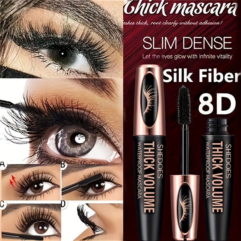 Thick & Voluminous 8D Fiber Lash Mascara - Waterproof, Curling & Lengthening Black Eyelash Extension Makeup Tool, Perfect Gift for Women