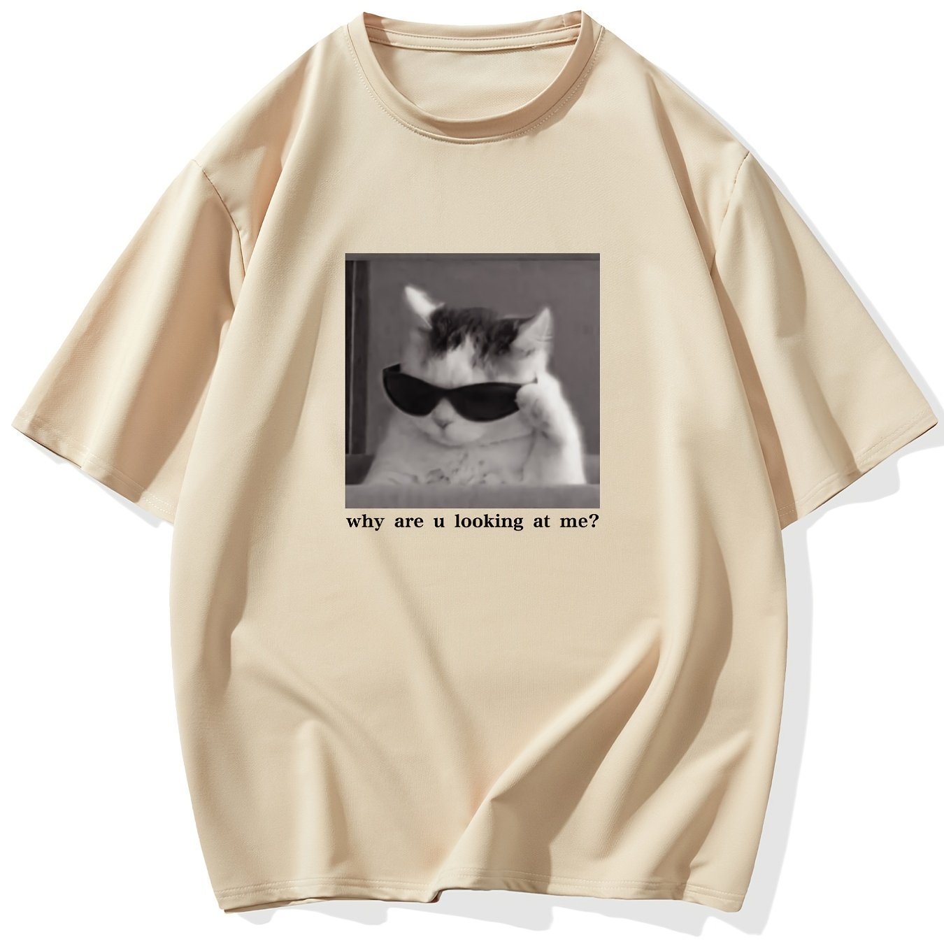 Cool Cat Graphic T-shirt, Men's Casual Multicolor Loose Short Sleeve Shirt