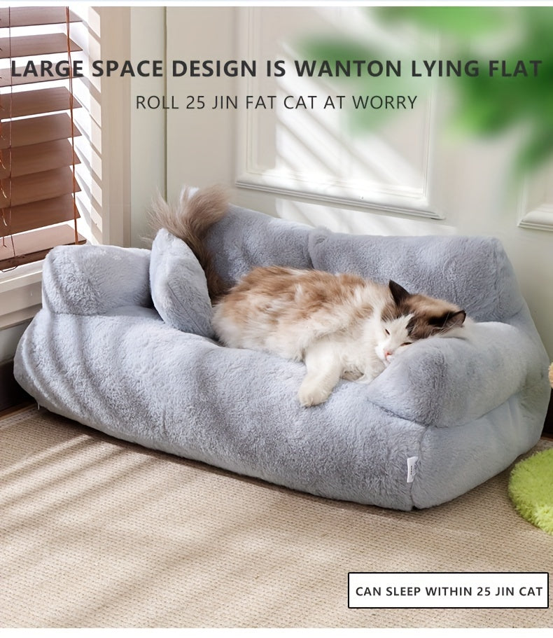 Grey Washable Non-Slip Cozy Winter Pet Bed Cats & Dogs - Soft Fiber Fill Polyest