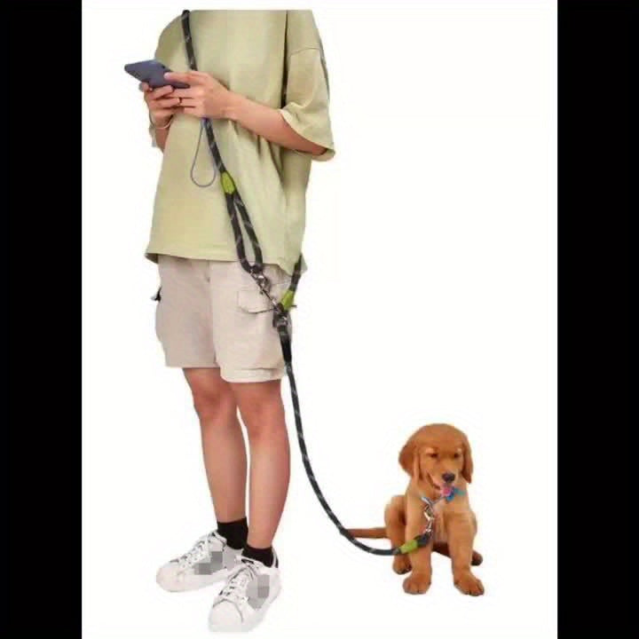 Reflective Hands-Free Dog Leash For Hiking, Walking, And Running - Adjustable Waist And Crossbody Rope For Small And Large Dogs - Bungee Leash For Shock Absorption And Comfort