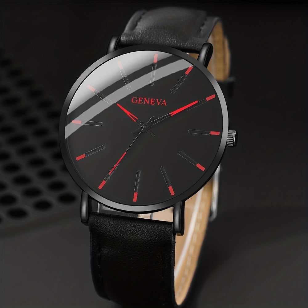 Elegant Men's Quartz Watch with Matching Bracelet and Necklace