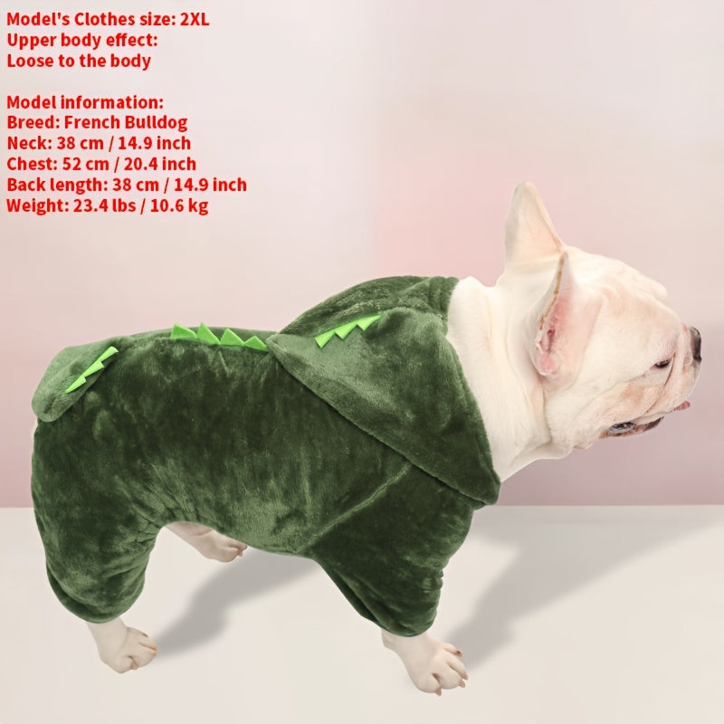 Cute & Comfy Dino Costume for Small Pets - Easy-Pullover, Knit Dinosaur Outfit for Dogs & Cats