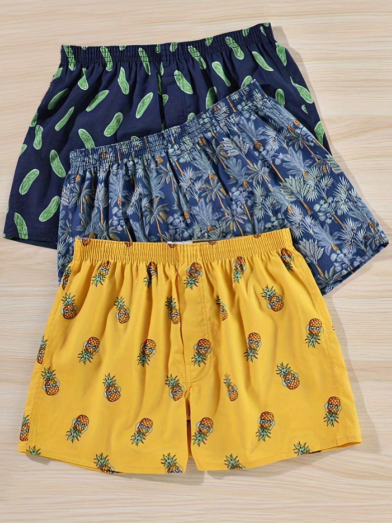 3pcs Men's Vibrant Multicolor Arrow Print Loose-Fit Boxer Shorts - Breathable 100% Cotton Fabric, Ultra-Comfortable, Soft, and Durable Underwear Briefs for Everyday Wear