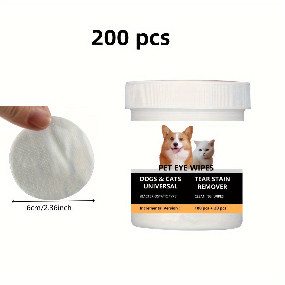 200pcs Pet Eye Cleaning Wipes, Gentle Tear Stain Remover Wipes For Dogs And Cats, Pet Eye Wash Pads