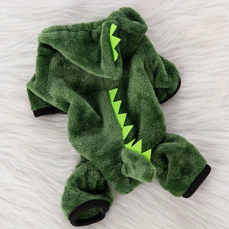 Cute & Comfy Dino Costume for Small Pets - Easy-Pullover, Knit Dinosaur Outfit for Dogs & Cats