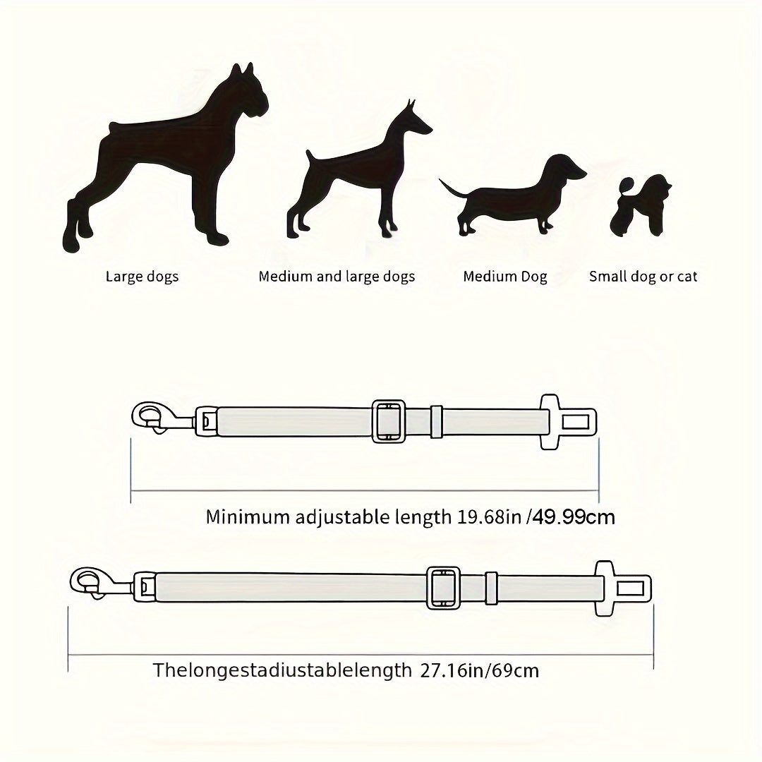 Retractable Pet Safety Seat Belt - 1pc Dog & Cat Car Travel