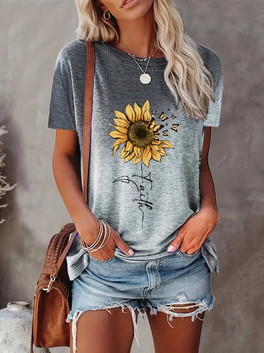 graphic print t-shirt, short sleeve crew neck casual top for summer & spring, Women's clothing, Half Sleeve T Shirts for Women, Summer for Women T Shirt, Womens Tshirts, T Shirt, Spring Fashion, Relaxed Fit, Trendy Tshirt, Br