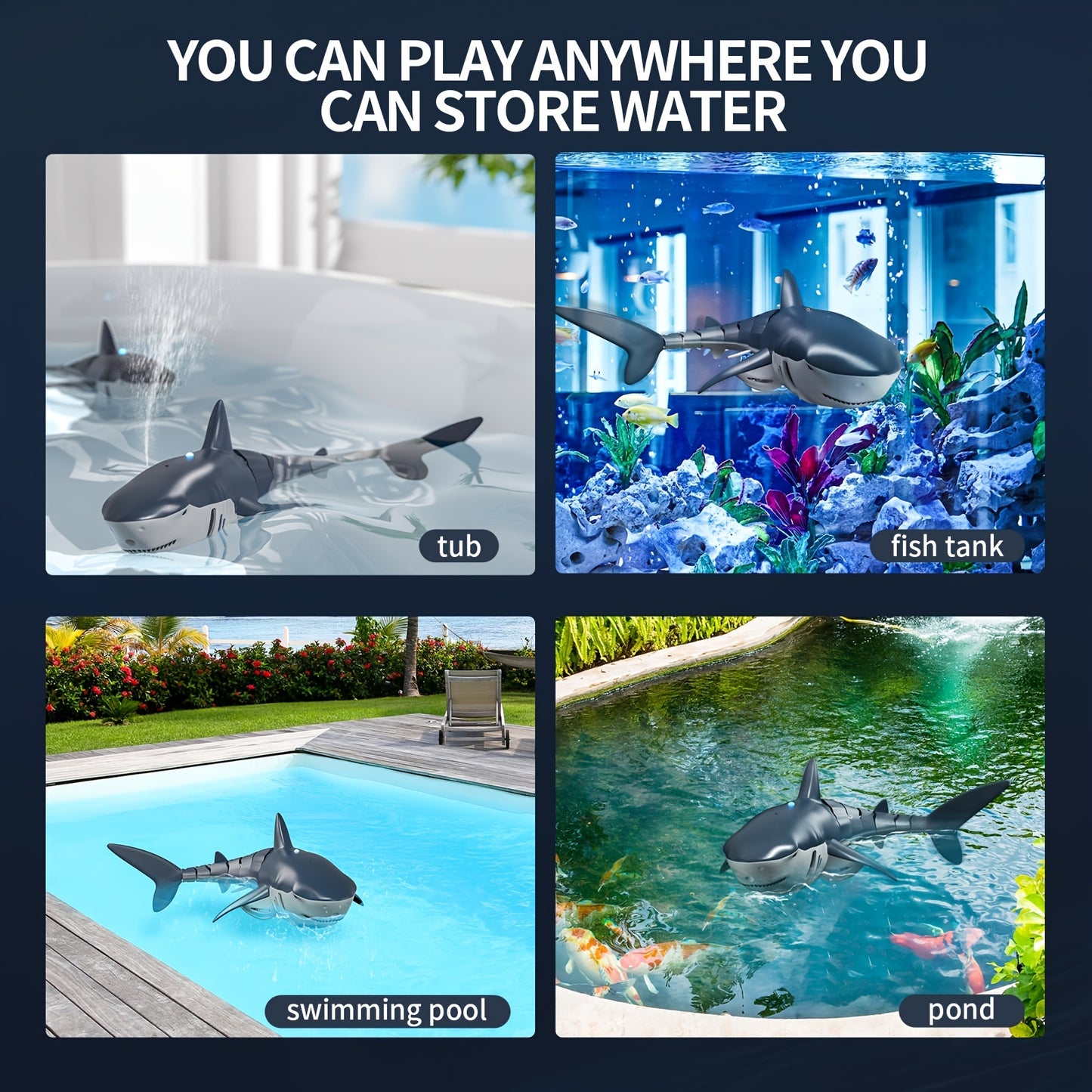BABYHOME TEMI Remote Control Shark 1:18 High Simulation Scale Fish With Light & Spray Water For Lake Bathroom Pool Toys For Kids Boys Halloween Christmas Birthday Gift