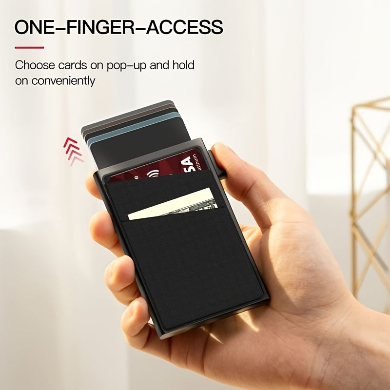 RFID-Secure Aluminum Credit Card Holder - Pop-Up Access, Slim & Lightweight - Perfect Gift for Men