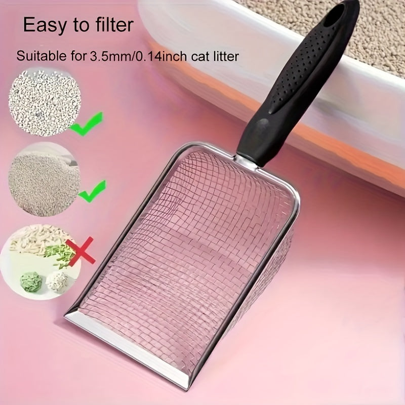Durable Stainless Steel Cat Litter Scoop - Easy Clean Pet Waste Shovel Cats