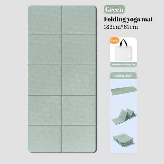 Foldable eco-friendly TPE yoga mat: double-sided, non-slip, for travel, exercise, Pilates & floor workouts
