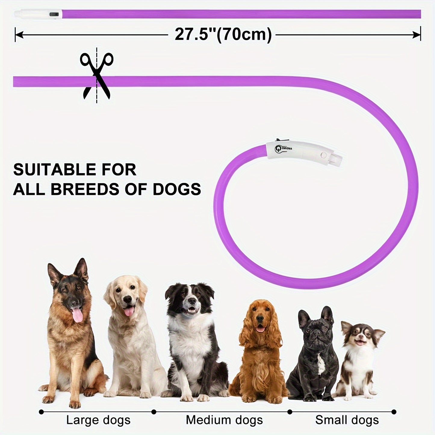 JOYTALE 1pc Light Up The Night With A USB Rechargeable LED Pet Collar - & Adjustable For Dogs & Cats!