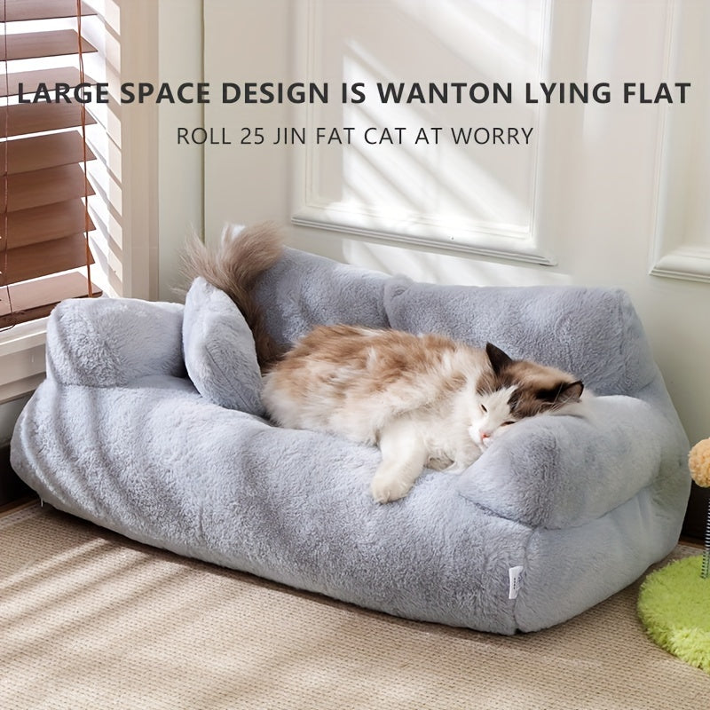 Grey Washable Non-Slip Cozy Winter Pet Bed Cats & Dogs - Soft Fiber Fill Polyest
