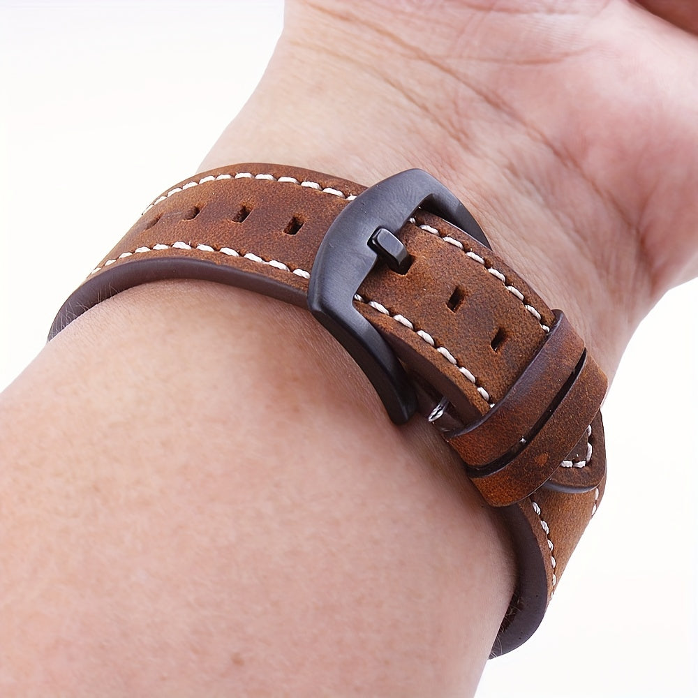 Leather Watch Band, Quick Release Strap, Retro Top Layer Cow Leather, Switch Spring Bar, 20mm, 22mm, 24mm Black Buckle, Ideal Choice For Gifts