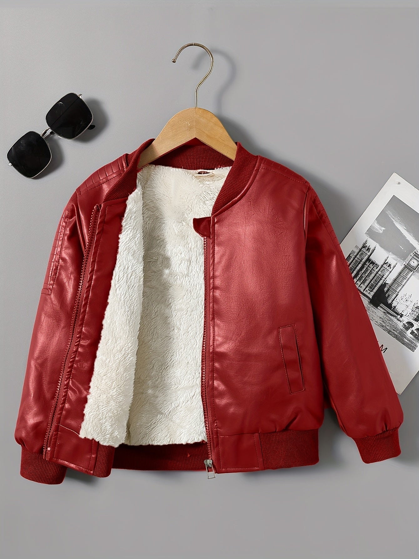 2025 Autumn Winter New Boys' Fleece-Lined Zip-Up Jacket