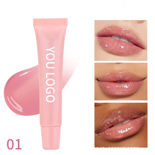 No logo Vegan Formulation Materials Color Changing Base Lip Glow Oil Hydrating High-shine Lip Plumping Gloss Private Label
